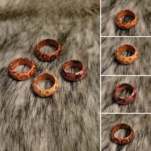 4 pc wood rings, African inspired